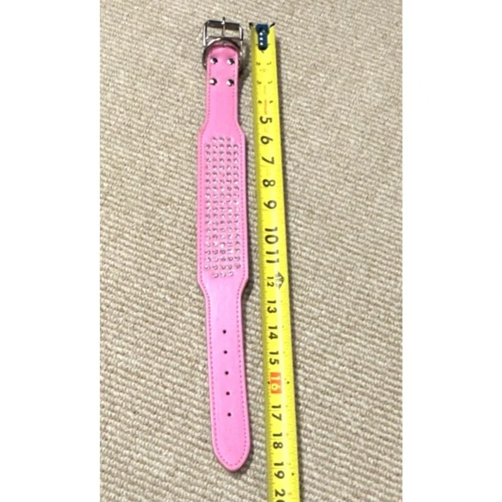 Rhinestone Dog pet collar pink faux leather BLING glam festival whimsy goth